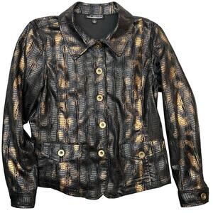Linear Snakeskin Look Jacket Cinched Back Size Women’s Large